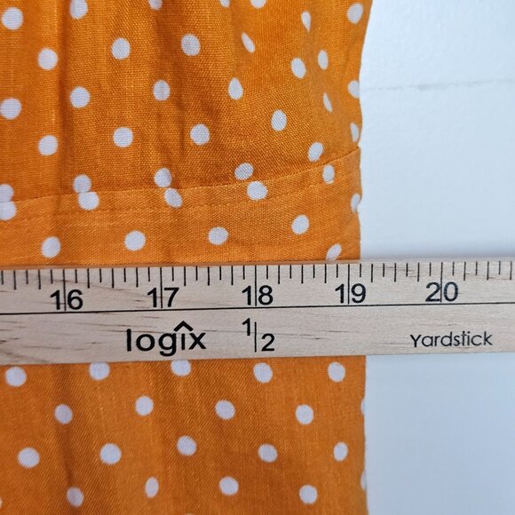 Rachel Parcell Orange Polka Dot V-Neck Linen-Blend Button-Down‎ Midi Dress XXL - Picture 10 of 12